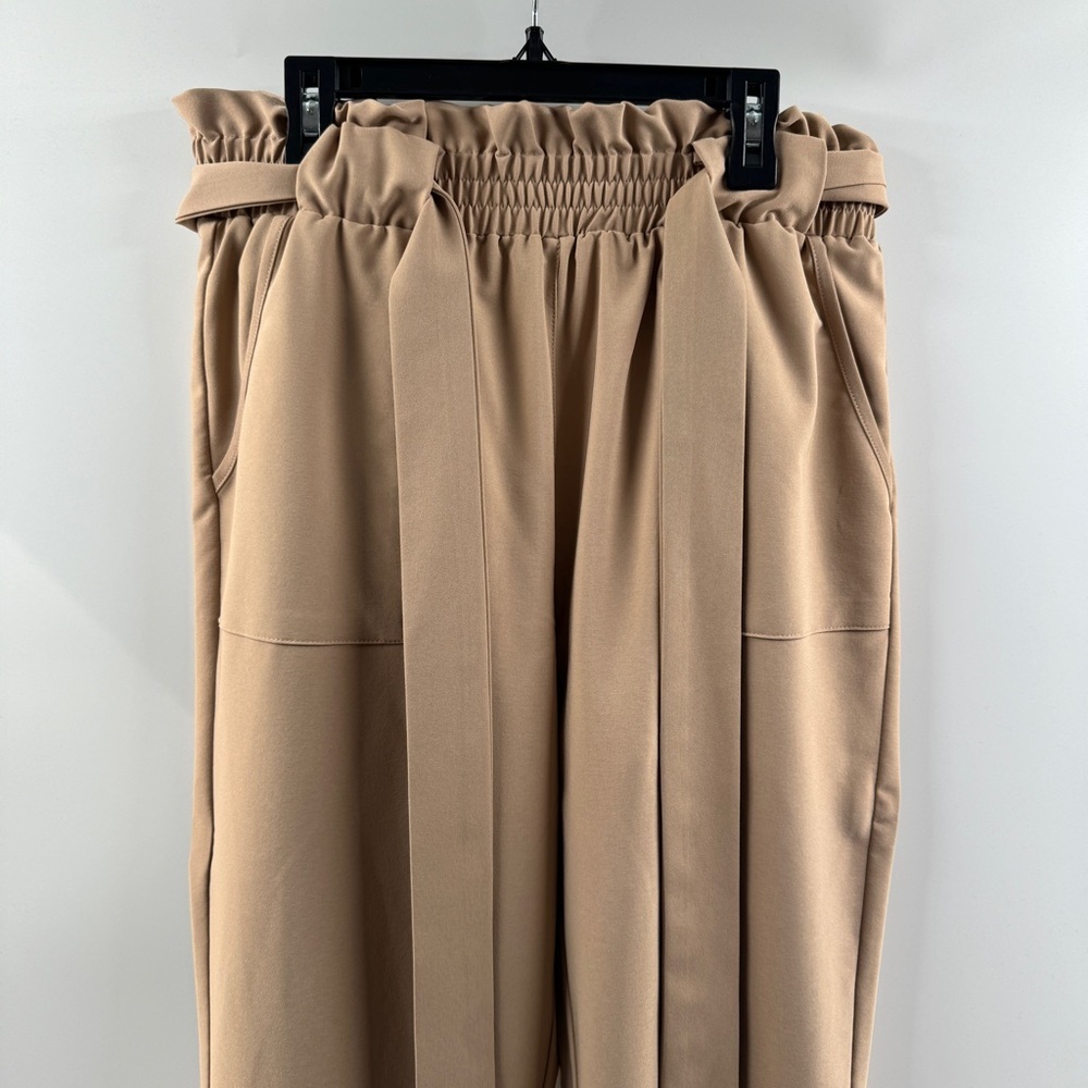Grace Karin Women’s Beige Paperbag Waist Work Pants Tie Waist Size Large - Picture 3 of 8